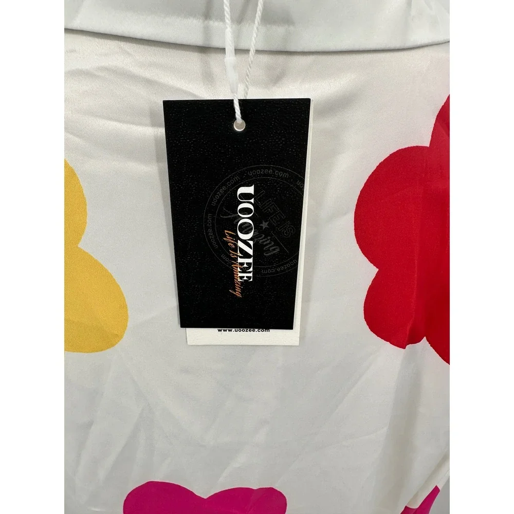 Floral Print‎ Long Sleeve Button Down Shirt Colorful Flowers Funky - Picture 3 of 10